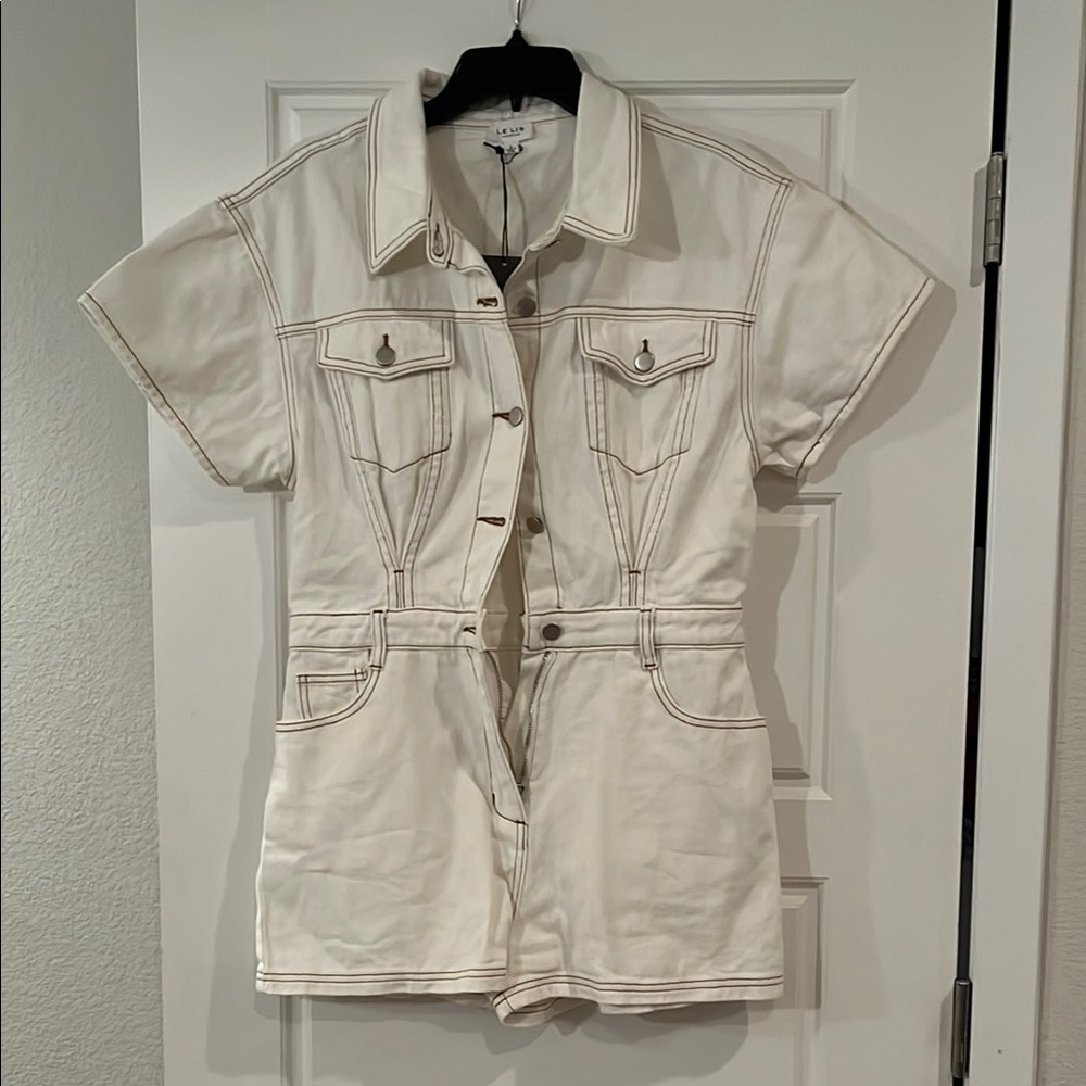 White Denim Short Sleeve Romper from Le Lis - NWT